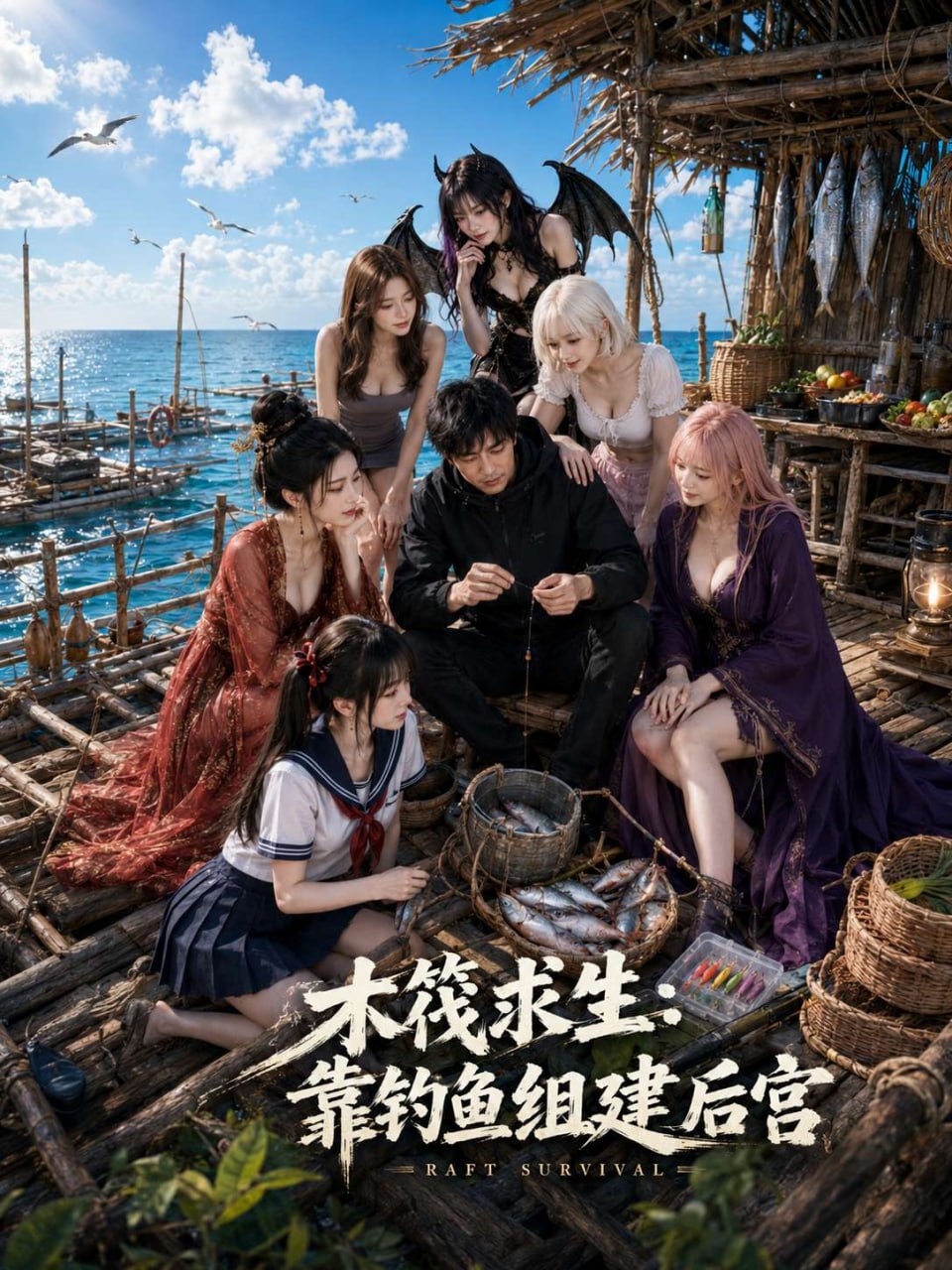 木筏求生：靠钓鱼组建后宫海报